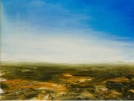 Landscape with blue sky - Oil painting - Wall art decoration