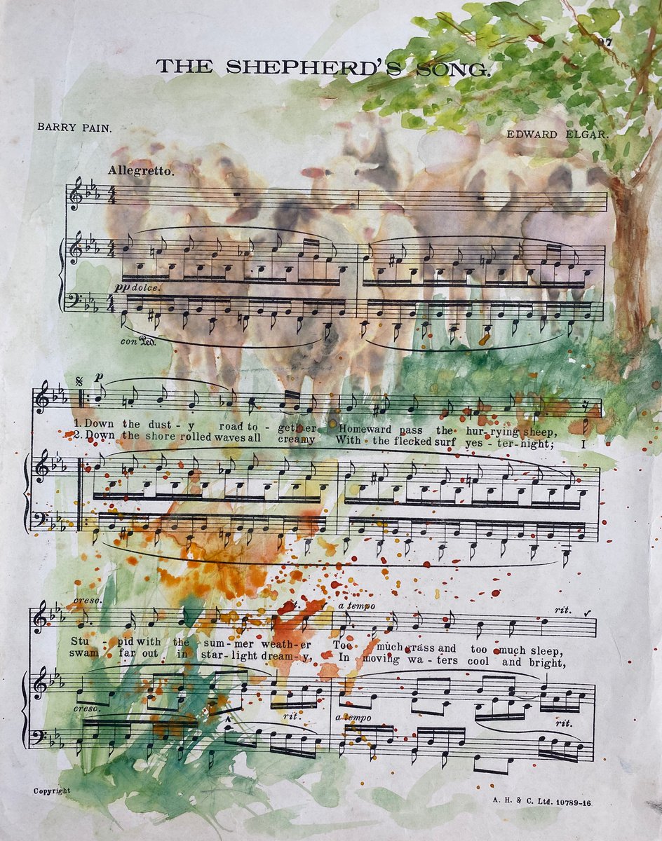 Sheep on sheet music by Teresa Tanner