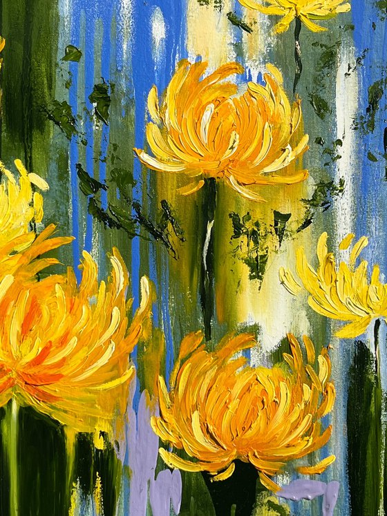 Chrysanthemums original oil painting