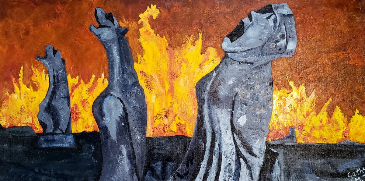 Cityscapes Oil Painting By Cathy Maiorano, 30 X 15, April 15Th, 2019, Original Artwork