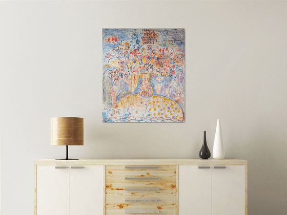 Cheerful still life with flower vase