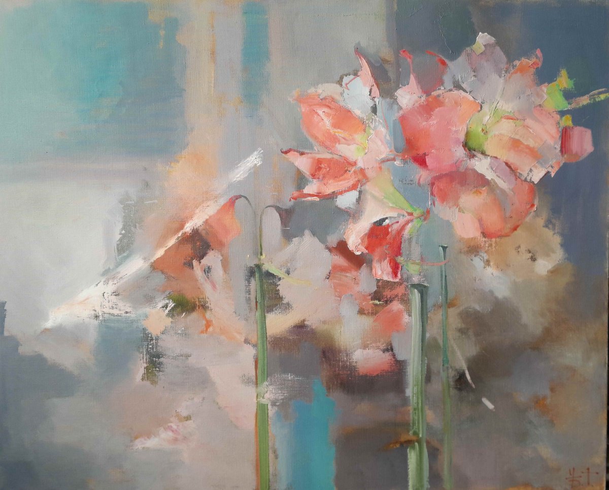 Impressionistic Botanical Oil Painting By Tatyana Barinova, 39 X 31", Secrets Of The Petals, Original Artwork