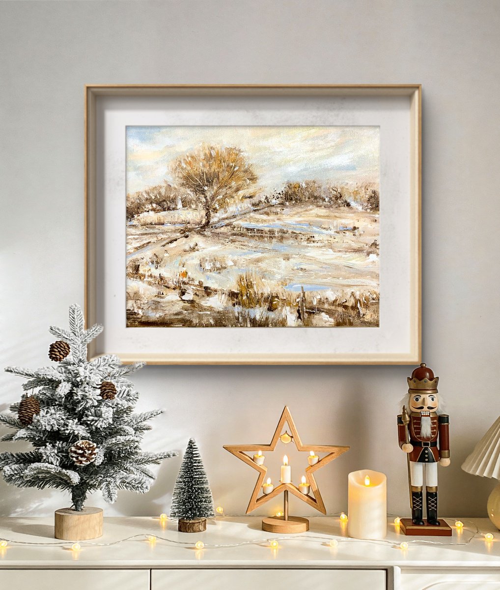Impressionistic Painting , Snow,Like A Remember By Snezana Djordjevic, 10 X 8, Artwork For Sale On Artfinder