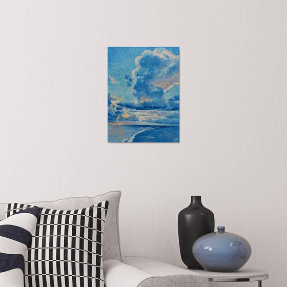 Clouds over the Bay in Miami Blue small Gift Christmas Beach Art