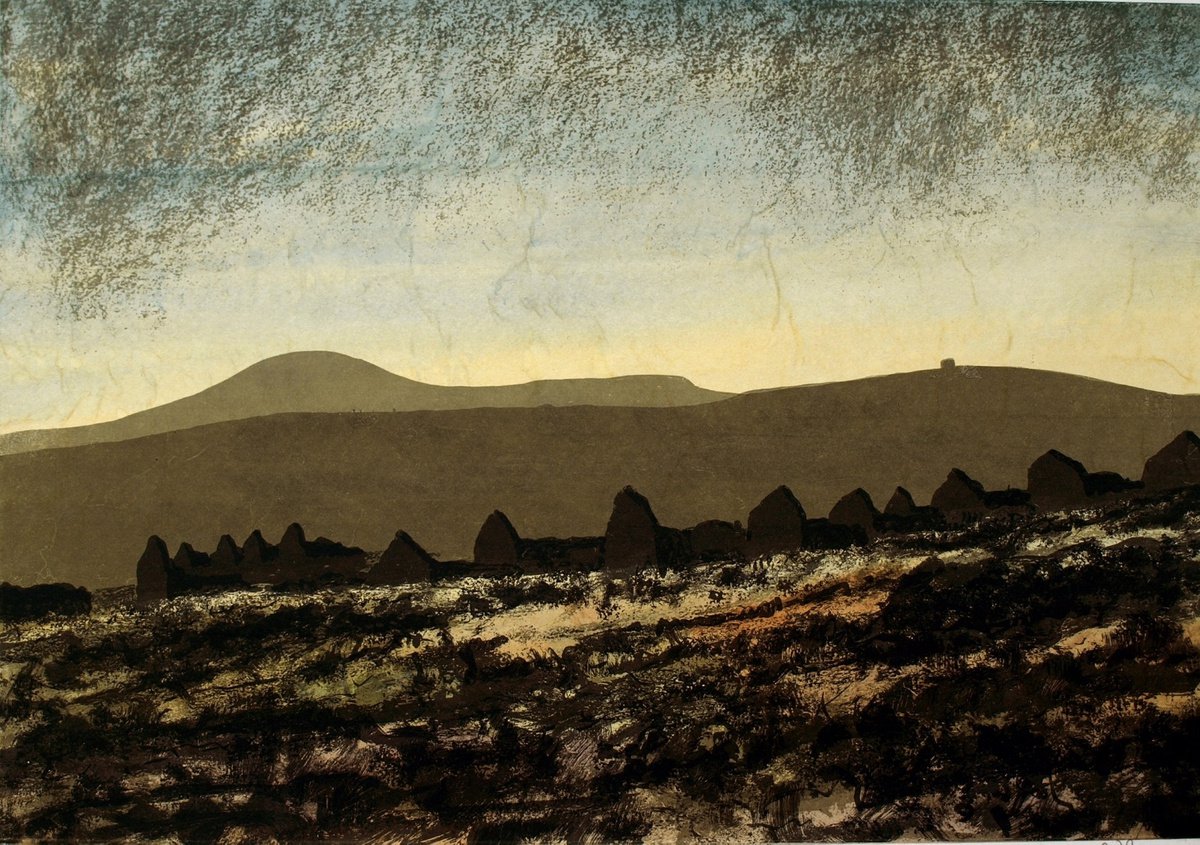 Impressionistic Landscape Etchings & Engravings By Aidan Flanagan Irish Landscapes, 26 X 19, Deserted Village On Achill Island - Ireland, Artfinder