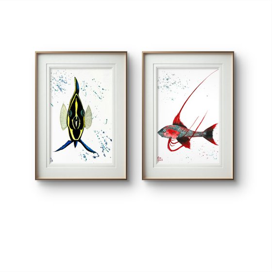 Diptych Exotic Colorful fish