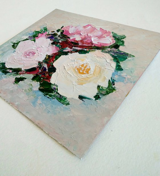 Peonies Painting Original Art Small Floral Wall Art Abstract Peony Flower Artwork