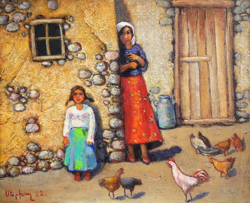 Rural life, 50x40cm, oil/canvas ready to hang by Sergey Xachatryan