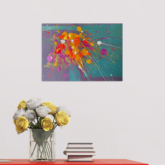 Abstract painting Autumn bouquet of flowers