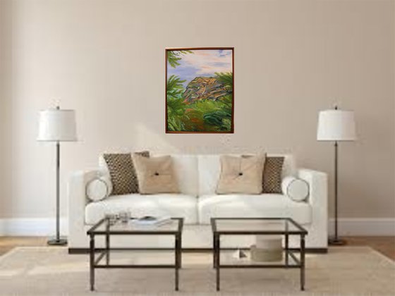 landscape with rock original impressionistic oil painting ROCK