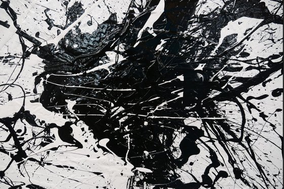 Colour Void 250cm x 150cm Black White Textured Abstract Art