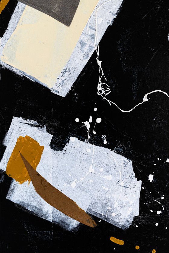 Black abstract with objects (40"x40" | 101x101 cm)
