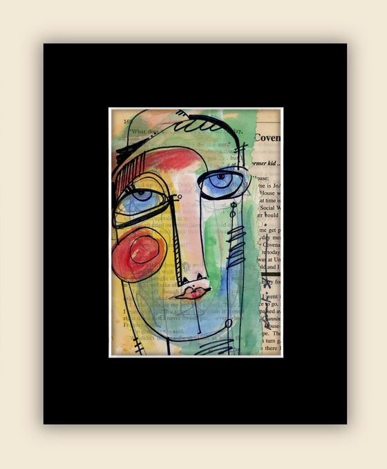 Funky Face 19 - Mixed Media Collage Painting by Kathy Morton Stanion