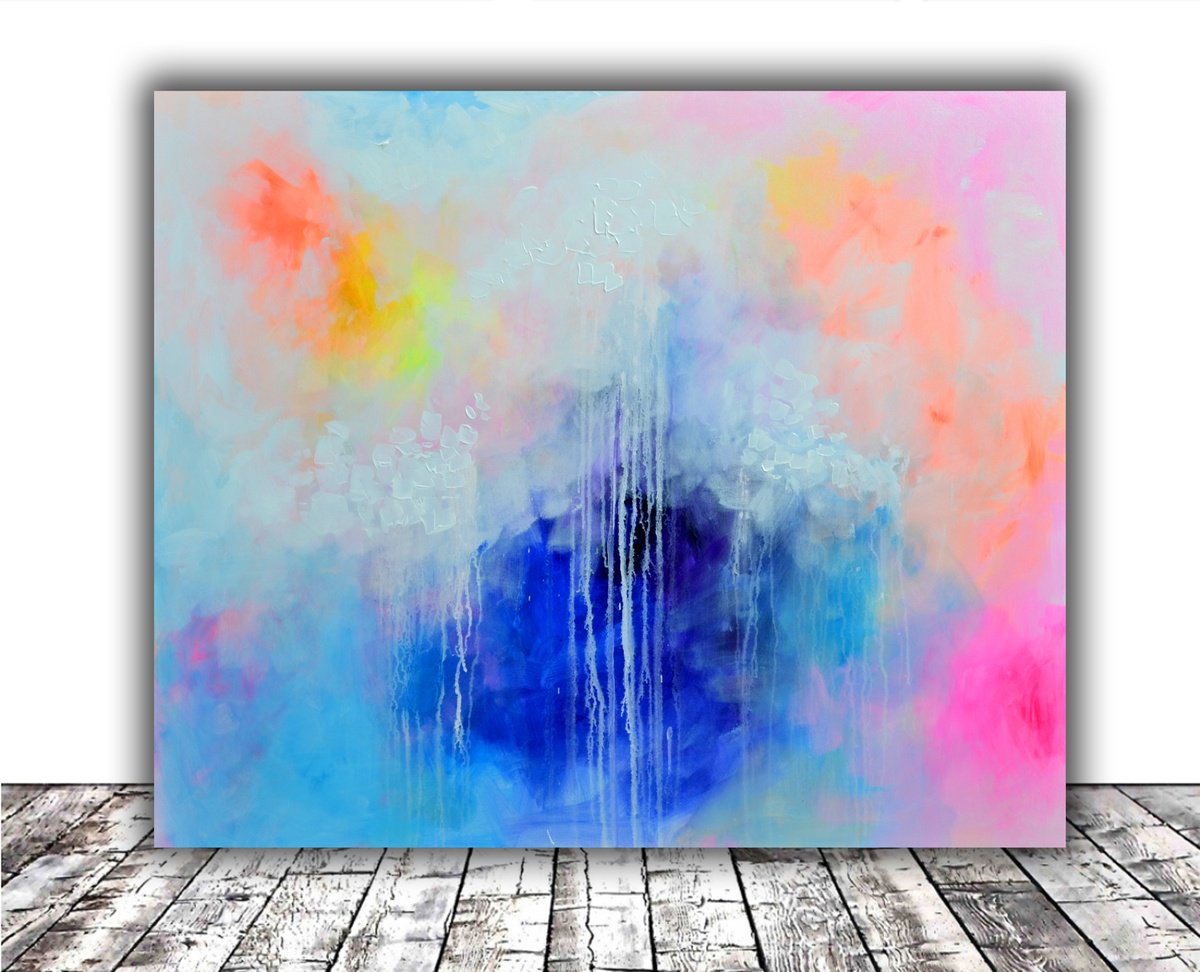 Impressionistic Landscape Acrylic Painting By Soos Tiberiu, 47 X 39", Complementary Patterns 8, Original Artwork