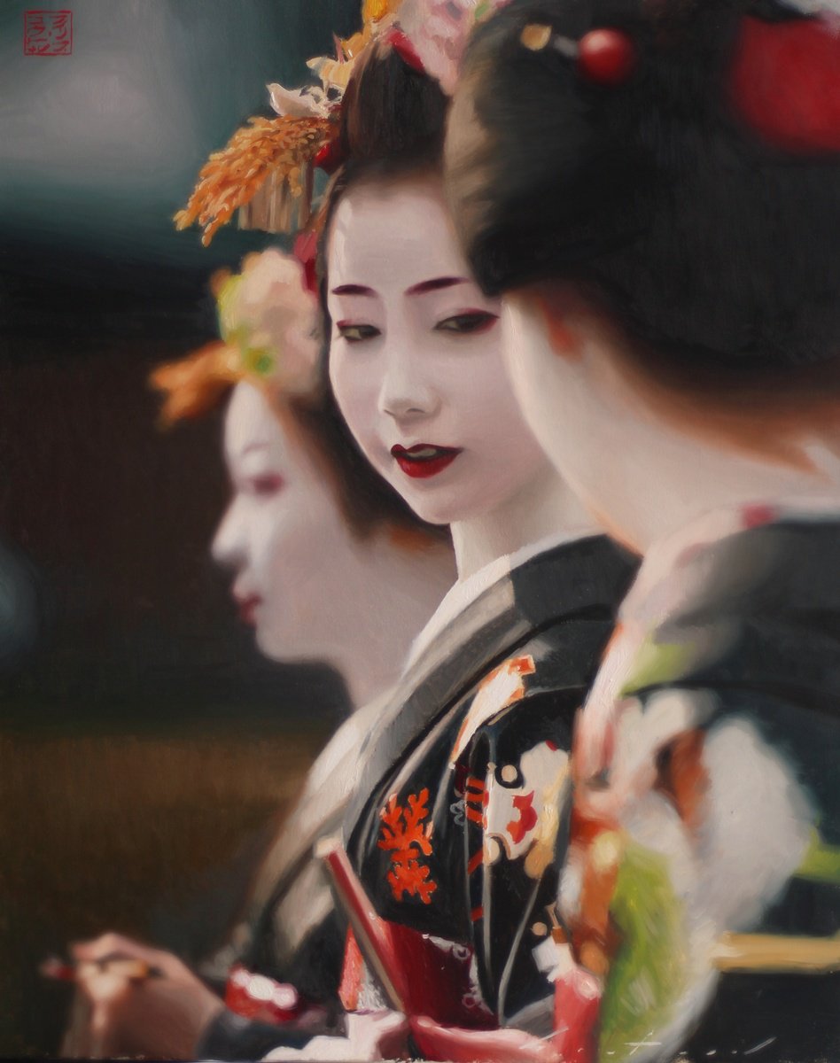 Three Maiko of Gion Kobu - japanese art by Phil Couture