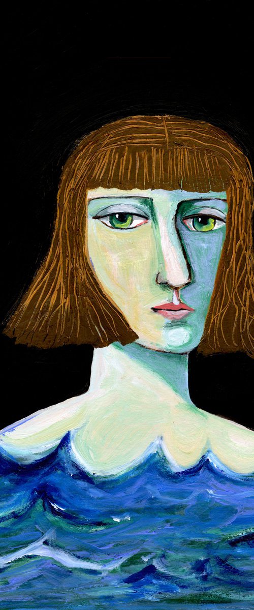 Wild Ocean Swimmer Woman Beach by Sharyn Bursic