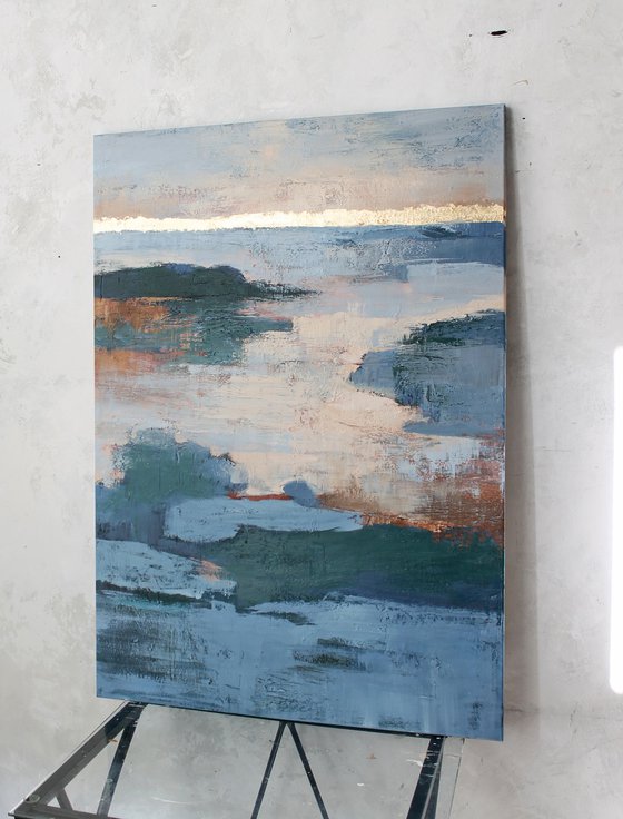 "Estuary" Blue abstract nature acrylic art