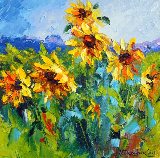 Sunflowers and wind