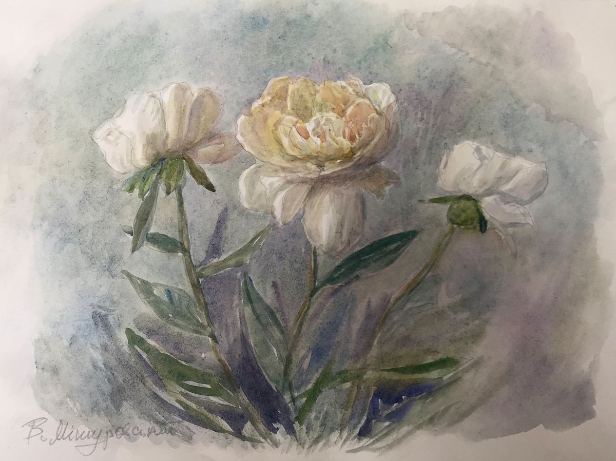 Impressionistic Still Life Watercolour By Viktor Mishurovskiy, 16 X 12", Flowers Bloom, Original Artwork