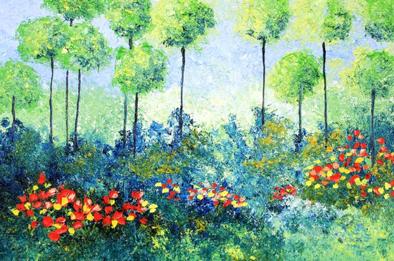 An Afternoon at the Park. Original oil painting on canvas. Artist Olya Shevel