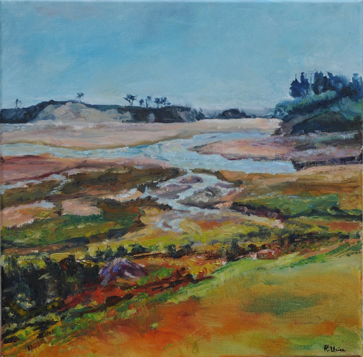 Impressionistic Landscape Oil Painting By Fuensanta Ruiz Urien, 16 X 16, Cantabria, Original Artwork