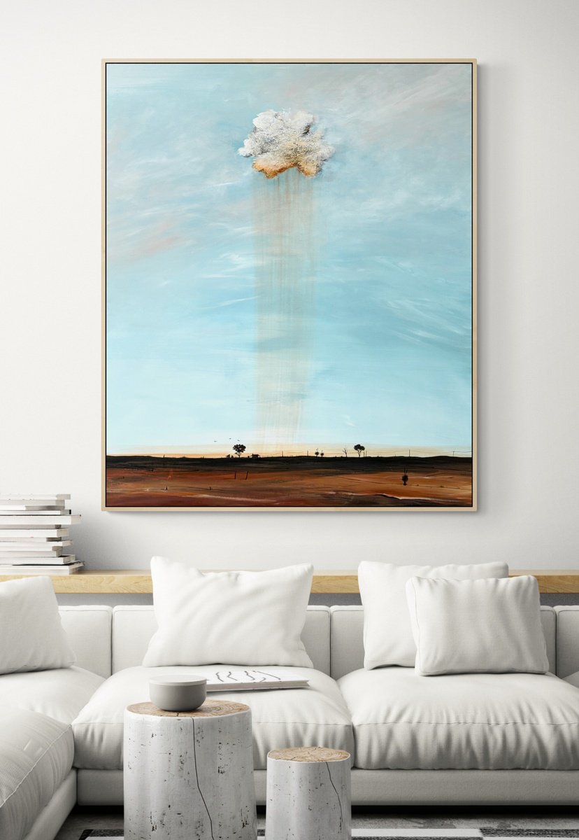 Organic Landscape Acrylic Painting By Tania Chanter, 39 X 47", The Passing Cry, Original Artwork