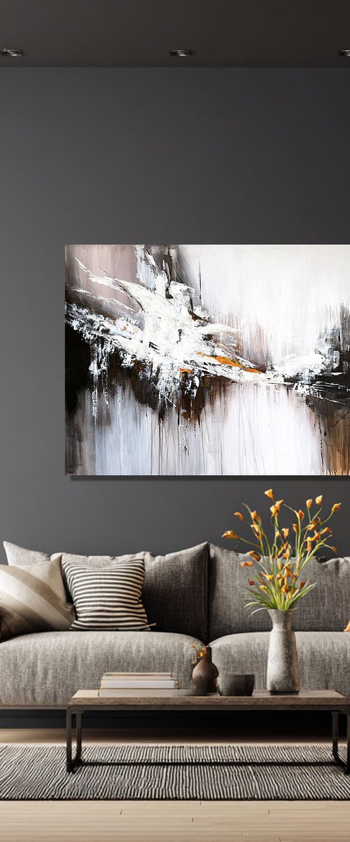 White Surge Over Dark Ground-Black White by Tatiana Malinovscaia