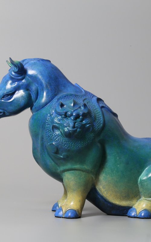 Rhino General（blue-green shan shui） by Zhao Yongchang 赵永昌