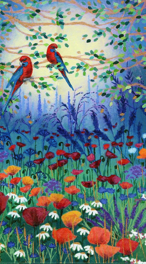 Parrots and Poppies by Lisa Mann