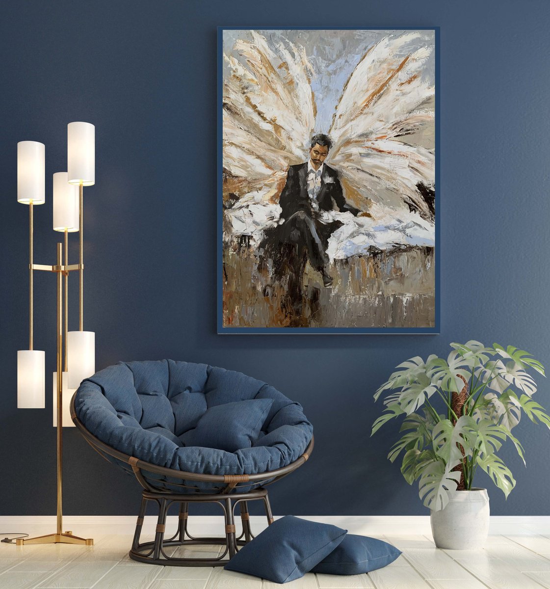 Expressive Portrait Oil Painting By Vita Schagen, 20 X 28", Angel. #28, Original Artwork