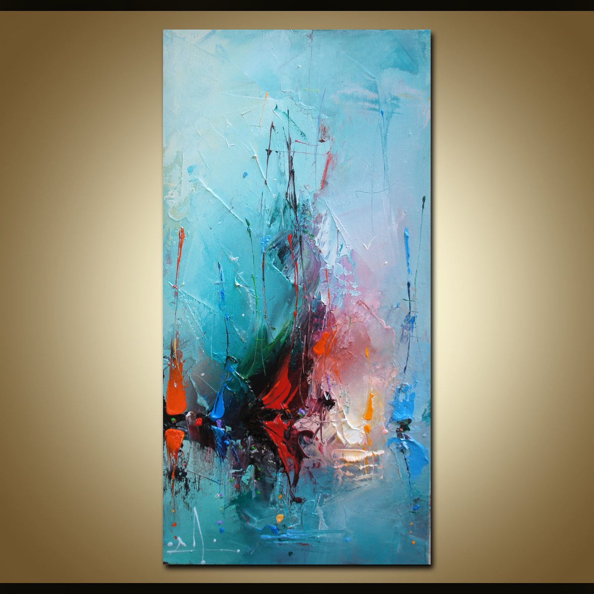 Abstract Landscape Painting By Stanislav Lazarov, 8 X 16", Sea Magic, Original Artwork