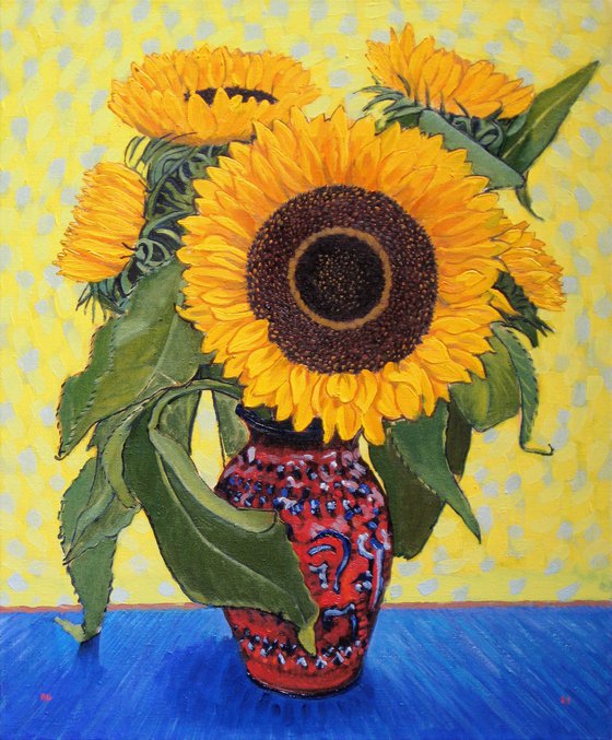 Sunflowers and Leaves