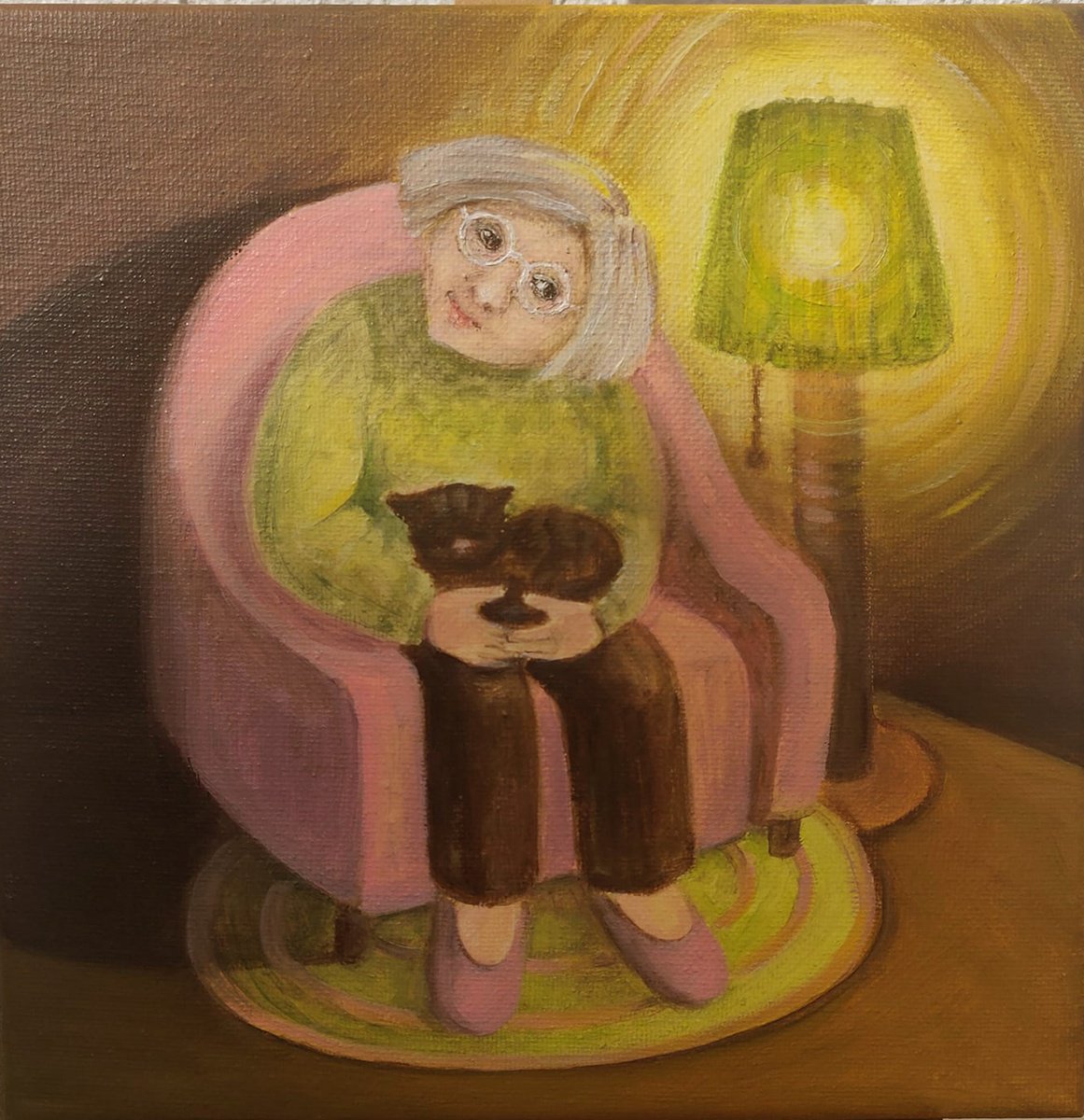 Impressionistic Portrait Oil Painting By Vio Valova, 8 X 8", Evening, Original Artwork