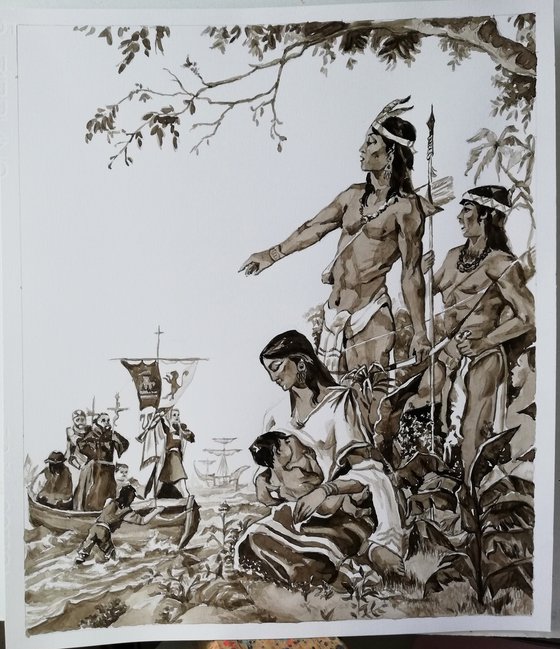 COMMISSION: Missionary Encounter with Natives