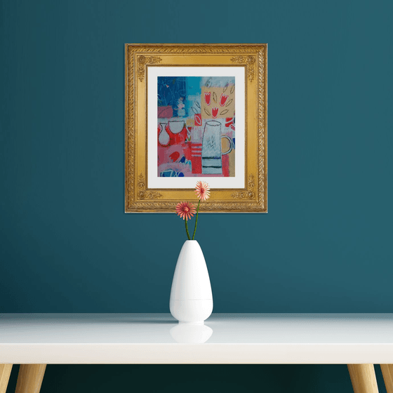 Tulips in a White Jug
