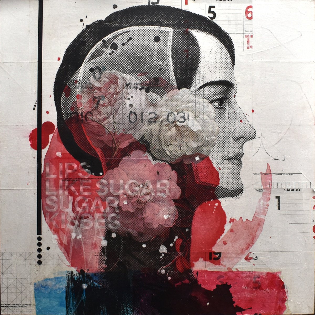 Surrealistic Botanical Collage By Manel Villalonga, 20 X 20", 260 Sugar Kisses, Original Artwork