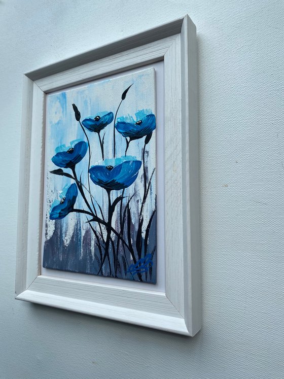 Blue Poppies in a Frame