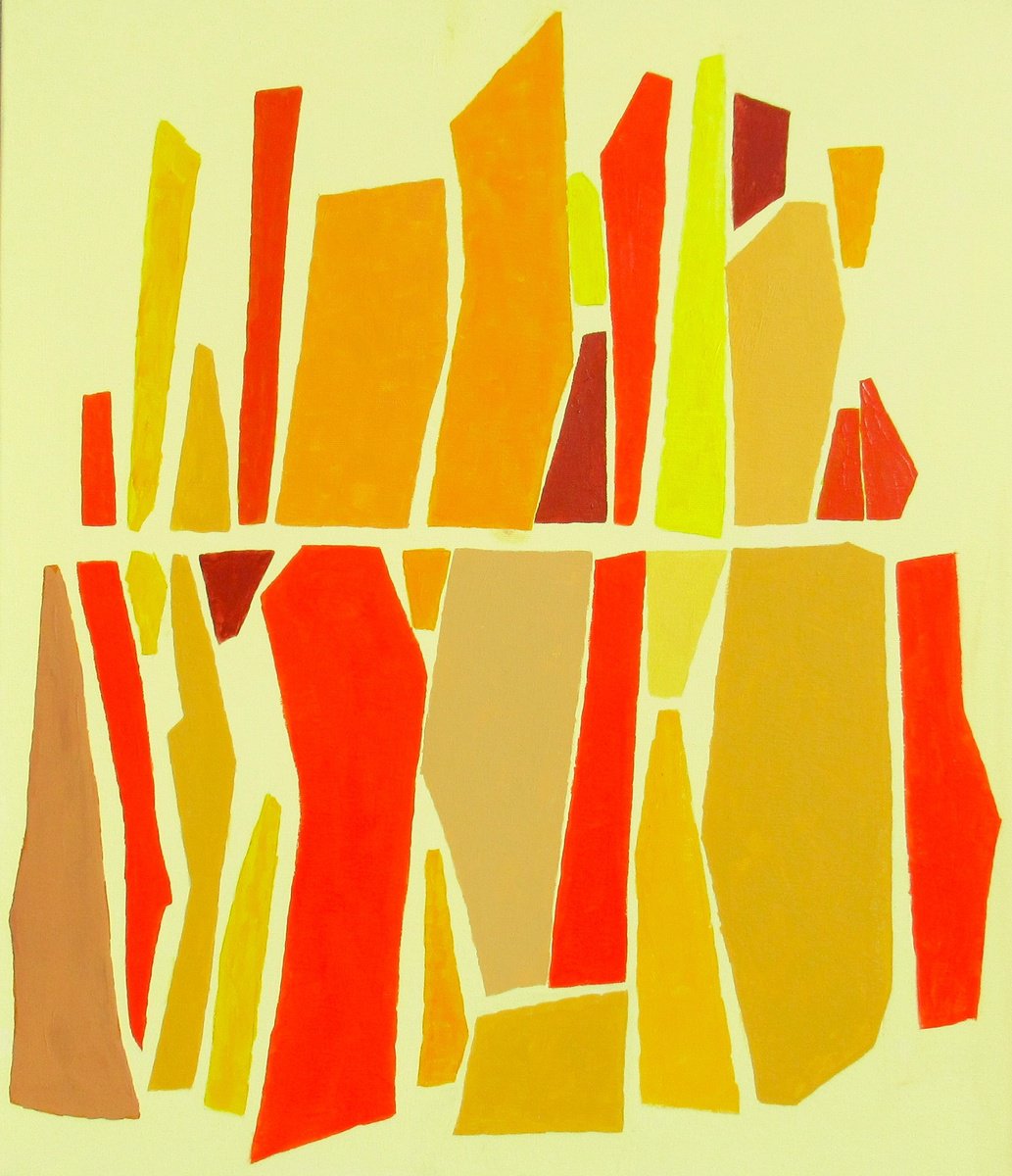 Abstract Acrylic Painting By Megha Hendrick., 24 X 28", Composition Yellow Red., Original Artwork