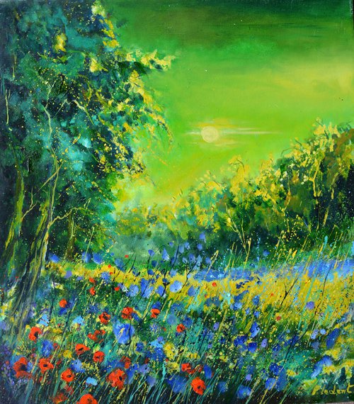 Blue field flowers in the rising sun - 782308 by Pol Henry Ledent