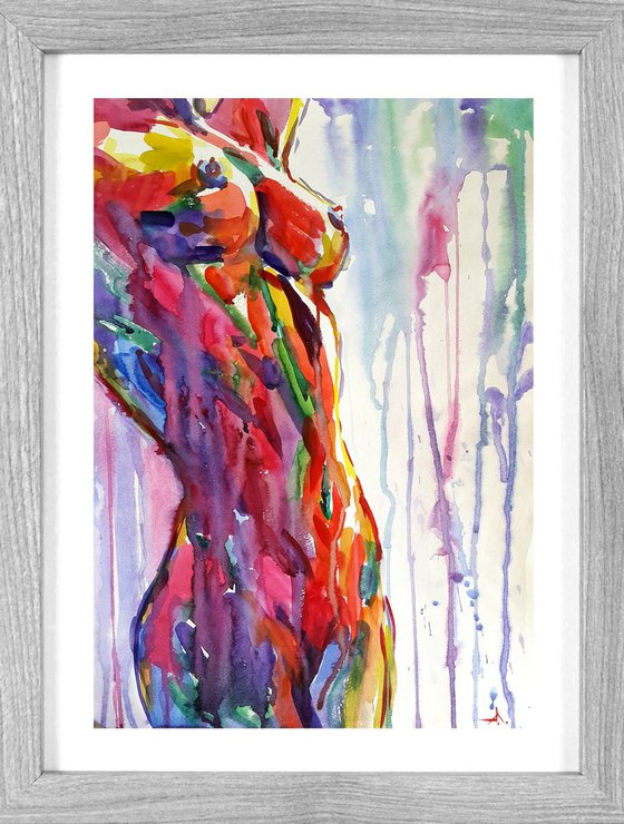 Flow - Watercolor painting, body art, woman body, erotic, citycape,nudes, impressionism