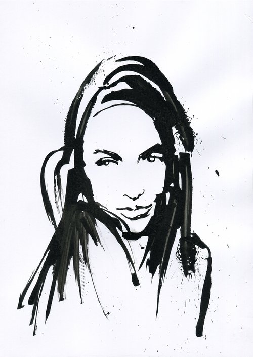 Woman ink portrait number 5 by Alexander Moldavanov