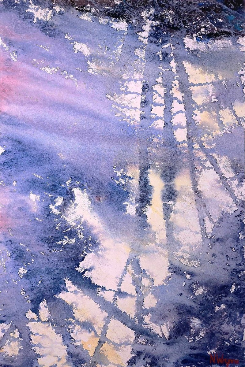 Expressive Abstract Watercolour By Neil Wrynne, 15 X 22", The Strain And Stir, Original Artwork