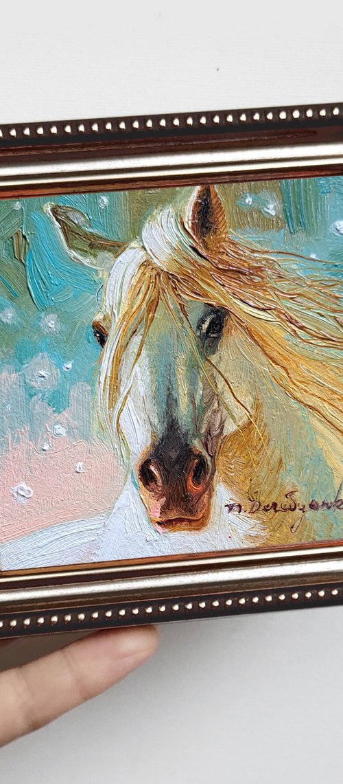 Small painting horse by Nataly Derevyanko