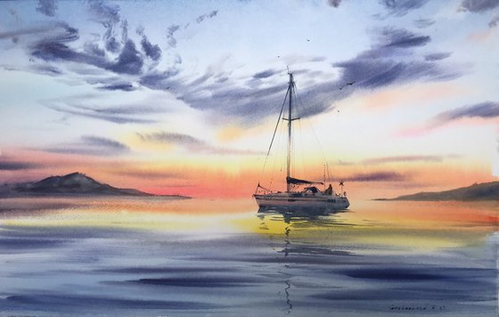 Yachts at sunset #7