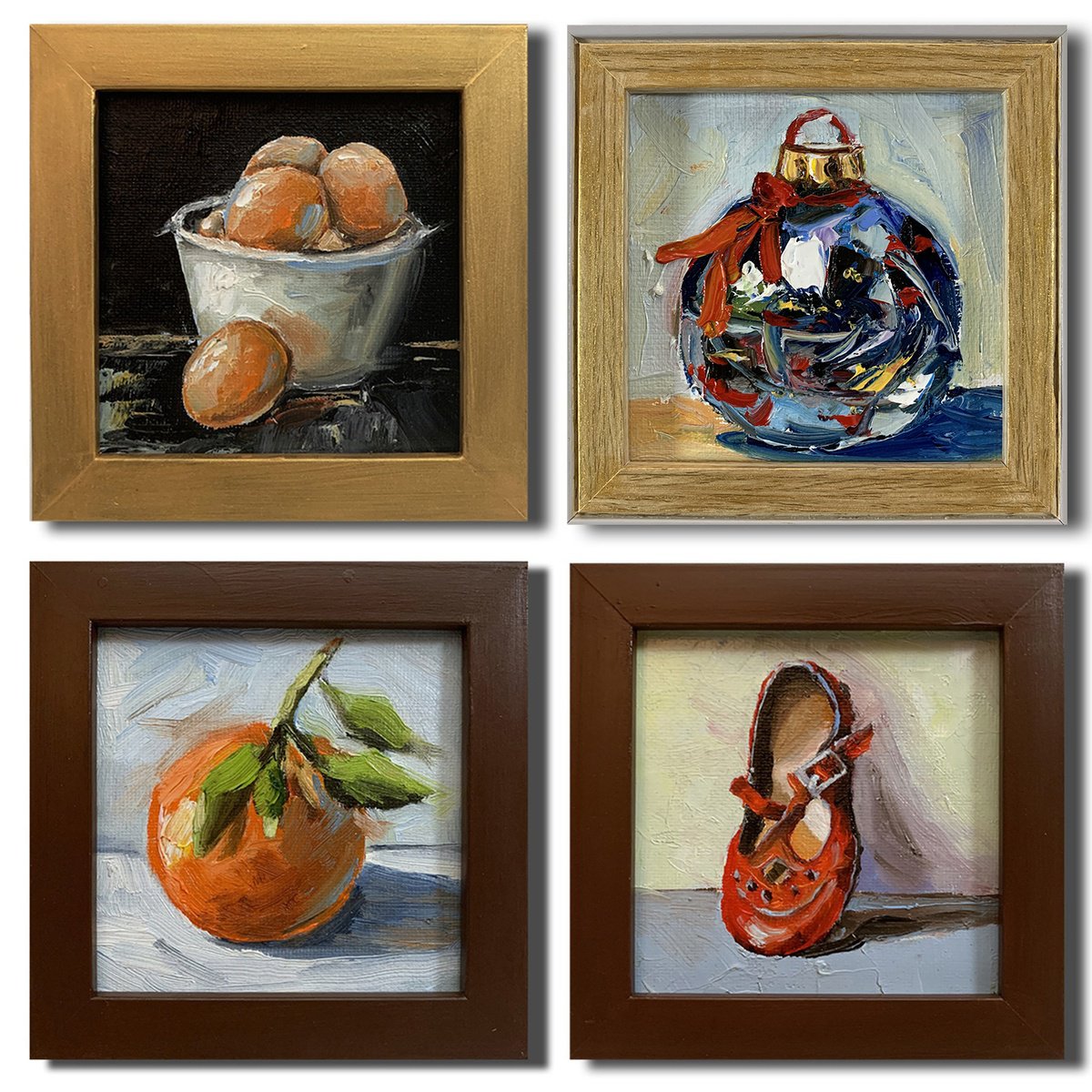 Eggs, Shoe,Orange, Christmas By Vita Schagen, 5 X 5, Artwork For Sale On Artfinder