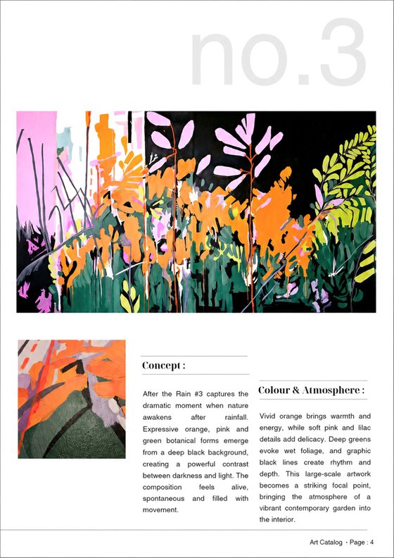 After the rain #3, orange pink black painting