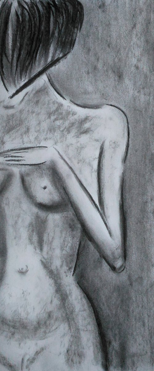 Female Nude original charcoal artwork by Halyna Kirichenko