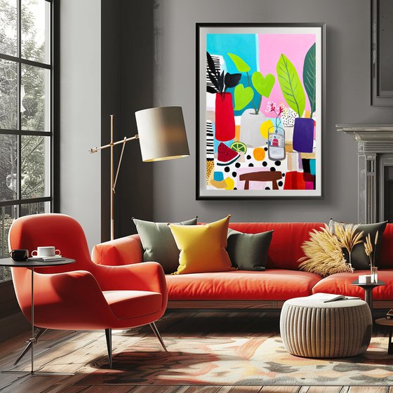 Watermelon Vase Still Life