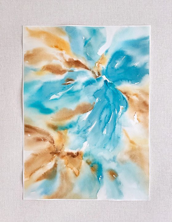 Abstract turquoise flowers