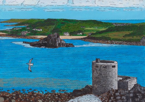 "Bryher and Hangmans Island from Cromwell's castle, Tresco, Isles of Scilly" by Tim Treagust